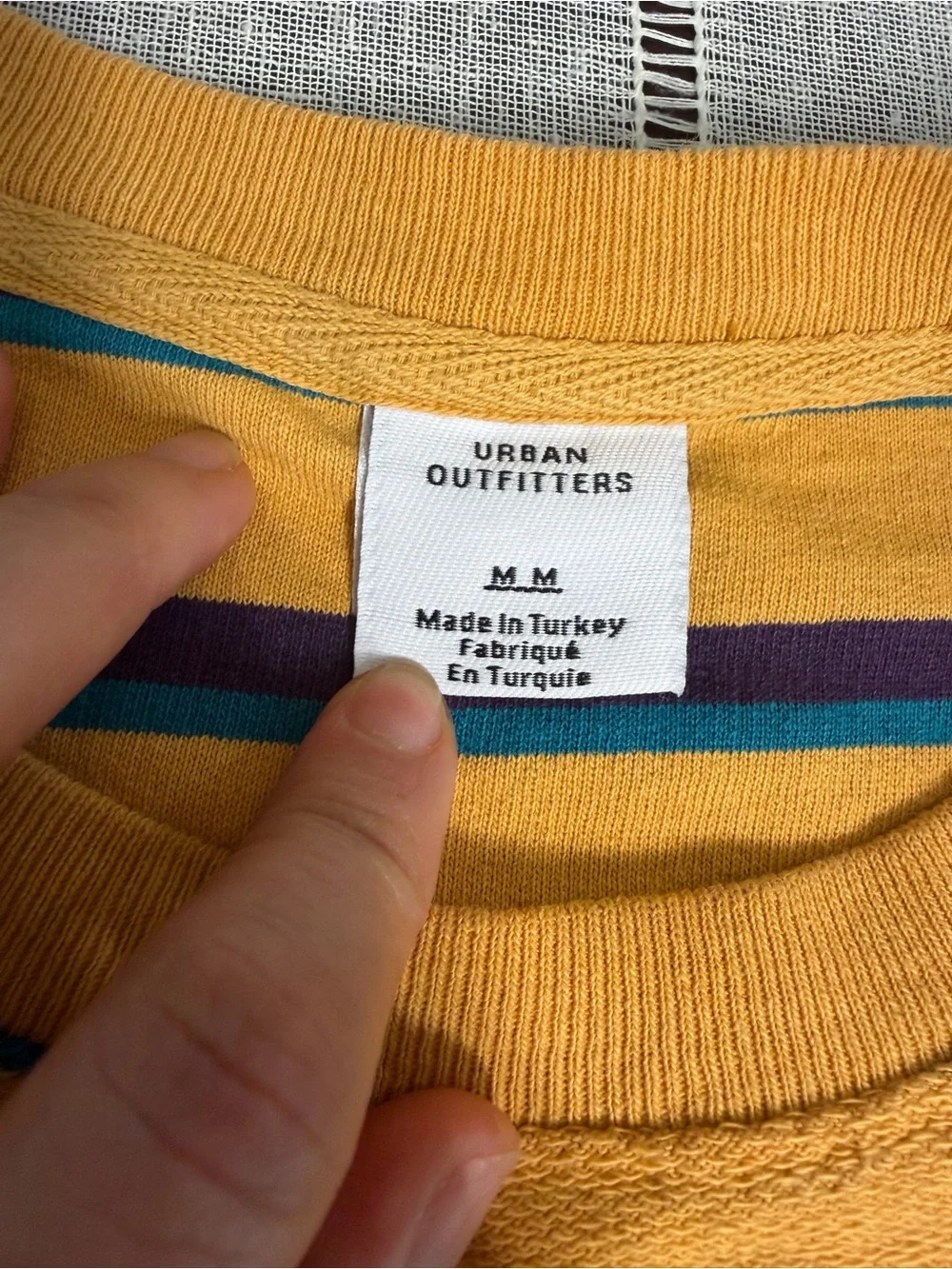 Urban Outfitters Mens Striped Pocket T-Shirt Size M Yellow Blue Retro Y2K Skate